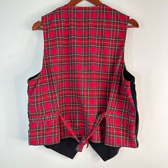 Vintage Black Velvet Poinsettia Floral Embroidered Vest Christmas Holiday Womens - Picture 3 of 8